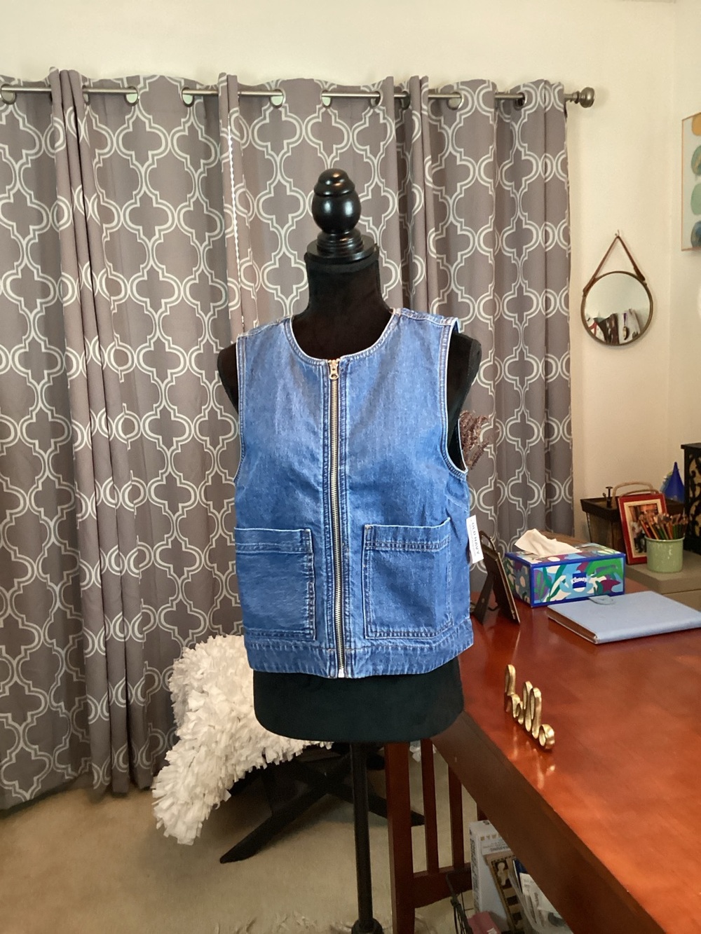 Old Navy Zip Front Denim Utility Vest